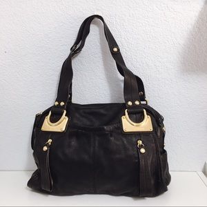 B. Makowsky W Pebbled Handbag Leather Shoulder Bag
